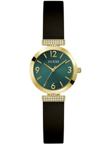 Ladies Analog Watch in Black Gold Tone