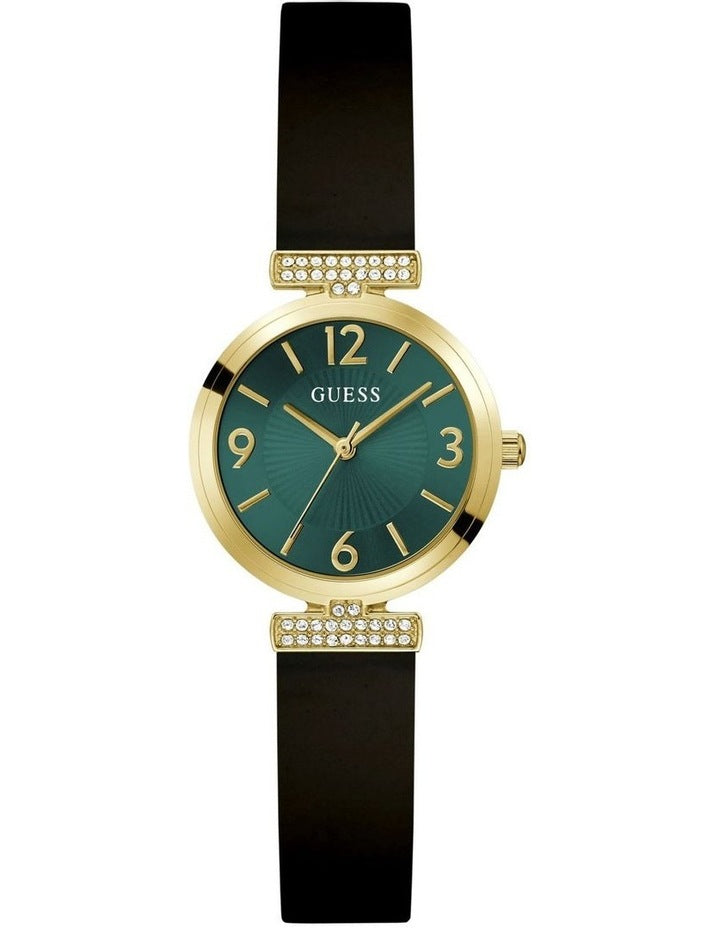 Ladies Analog Watch in Black Gold Tone