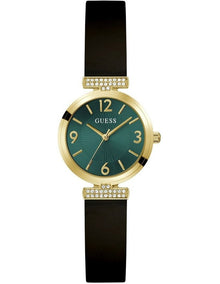 Ladies Analog Watch in Black Gold Tone