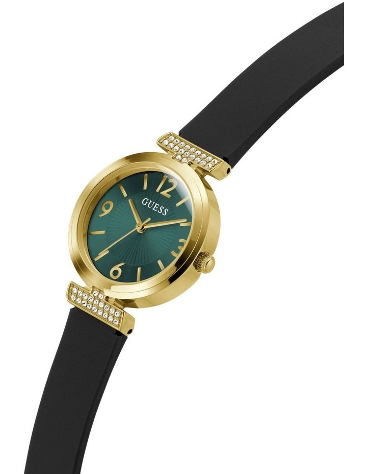 Ladies Analog Watch in Black Gold Tone