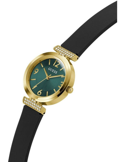 Ladies Analog Watch in Black Gold Tone