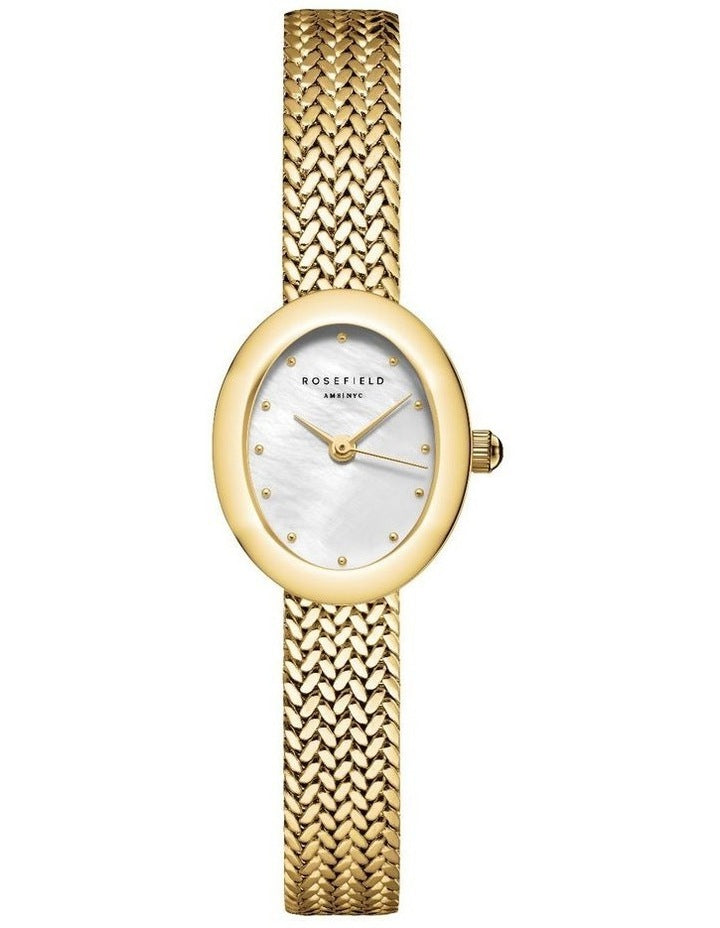 Mini Oval Woven Mesh Watch in Gold Tone