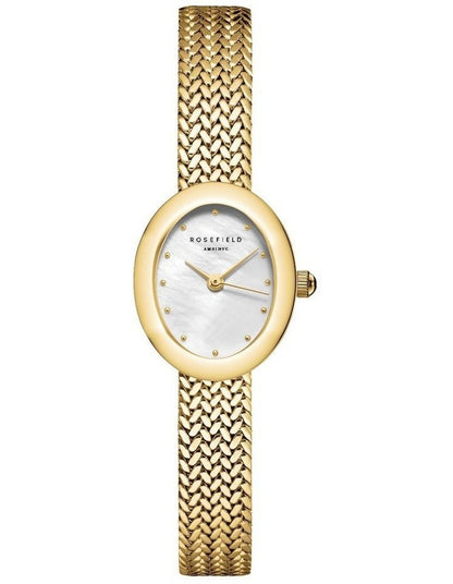 Mini Oval Woven Mesh Watch in Gold Tone