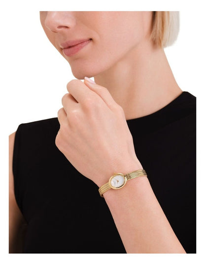 Mini Oval Woven Mesh Watch in Gold Tone
