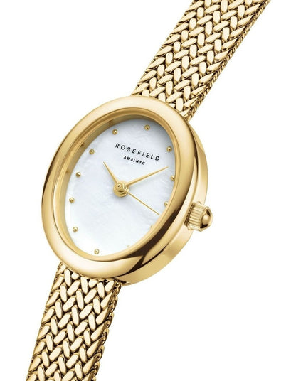 Mini Oval Woven Mesh Watch in Gold Tone