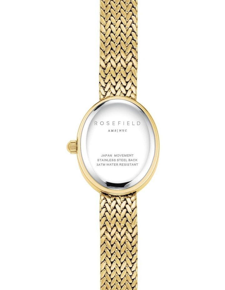Mini Oval Woven Mesh Watch in Gold Tone