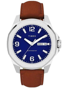 Essex Day And Date Leather Strap Watch 46mm in Brown