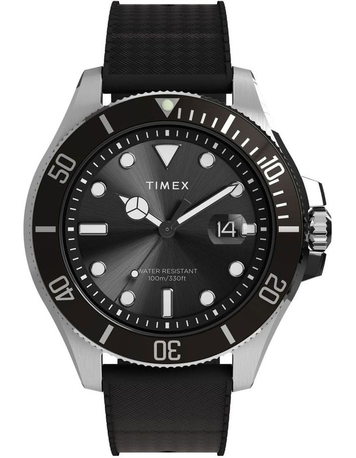 Harborside Coast Synthetic Rubber Strap Watch 44mm in Black