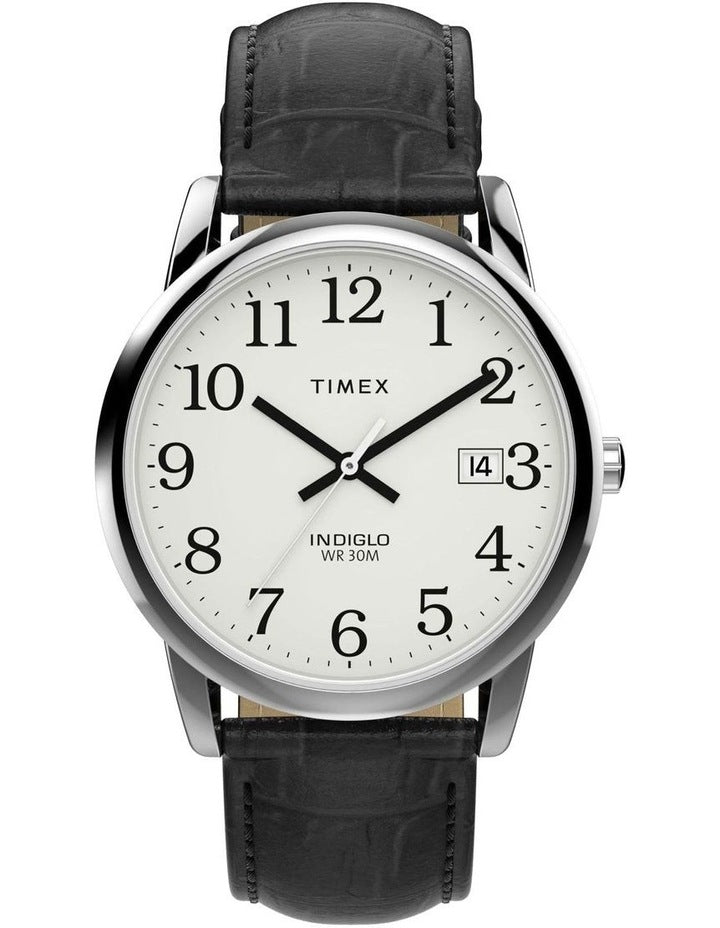 Easy Reader Leather Strap Watch35mm in Black