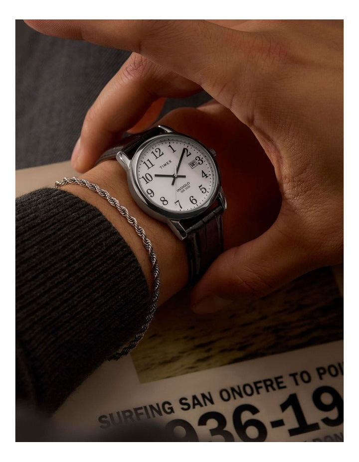 Easy Reader Leather Strap Watch35mm in Black