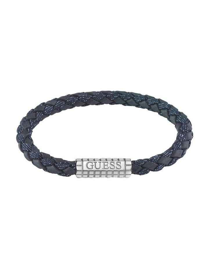 Logo Leather Bracelet in Silver