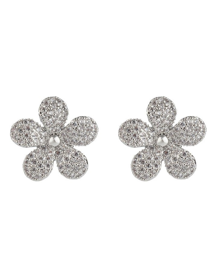 GJEC086M- Flower Stud in Rhodium