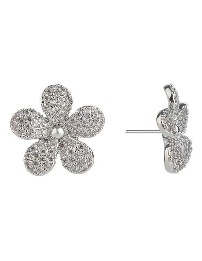 GJEC086M- Flower Stud in Rhodium