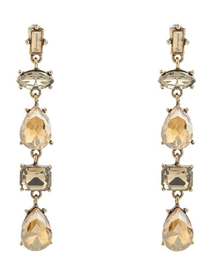 GJEC051M- Long Drop Earrings in Champagne