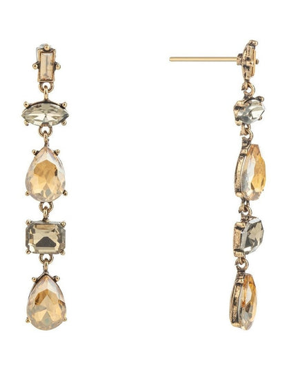 GJEC051M- Long Drop Earrings in Champagne