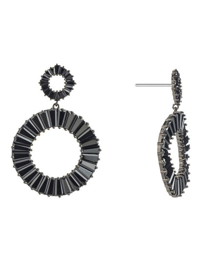 GJEC065M- Circle Drop Earrings in Black