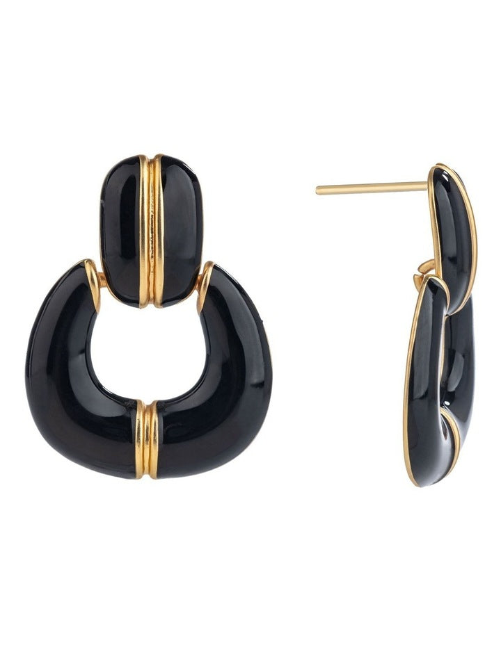 GJEC079M Link Earrings in Black