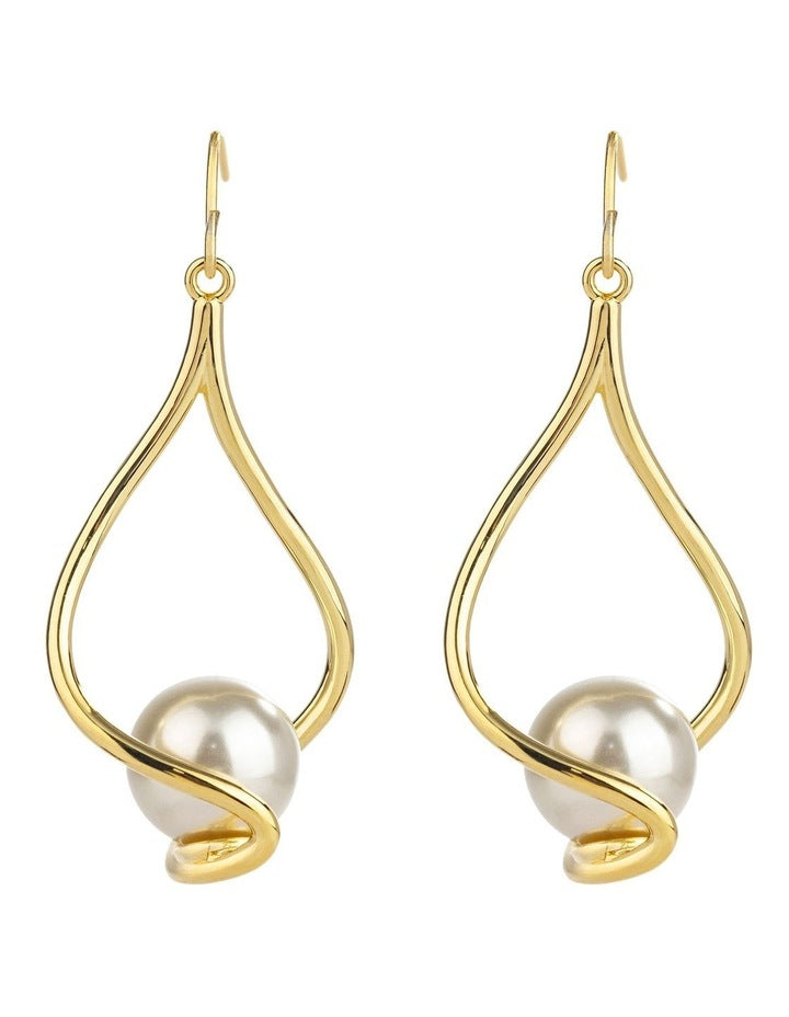 GJEC047M- Swirl Drop Earrings in Gold