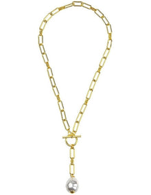 Pearl Fob Necklace GJNC001M in Gold