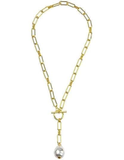 Pearl Fob Necklace GJNC001M in Gold