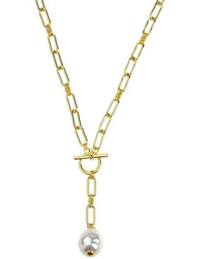 Pearl Fob Necklace GJNC001M in Gold