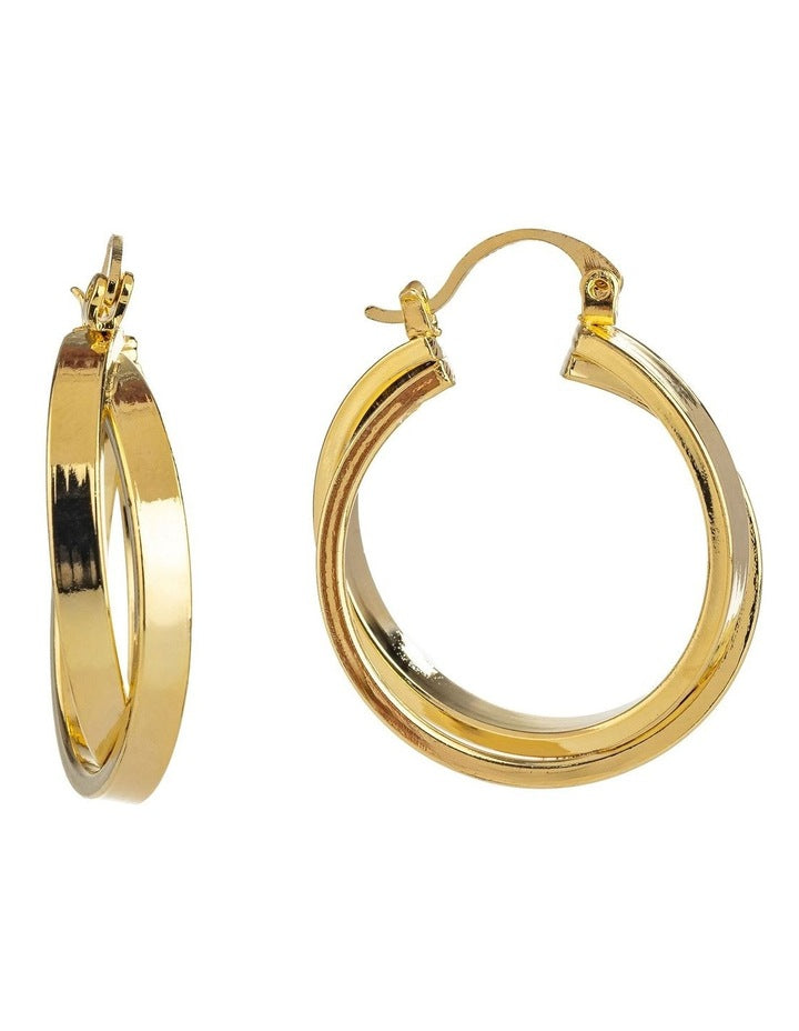 GJEC062M - Double Hoops Earrings in Gold
