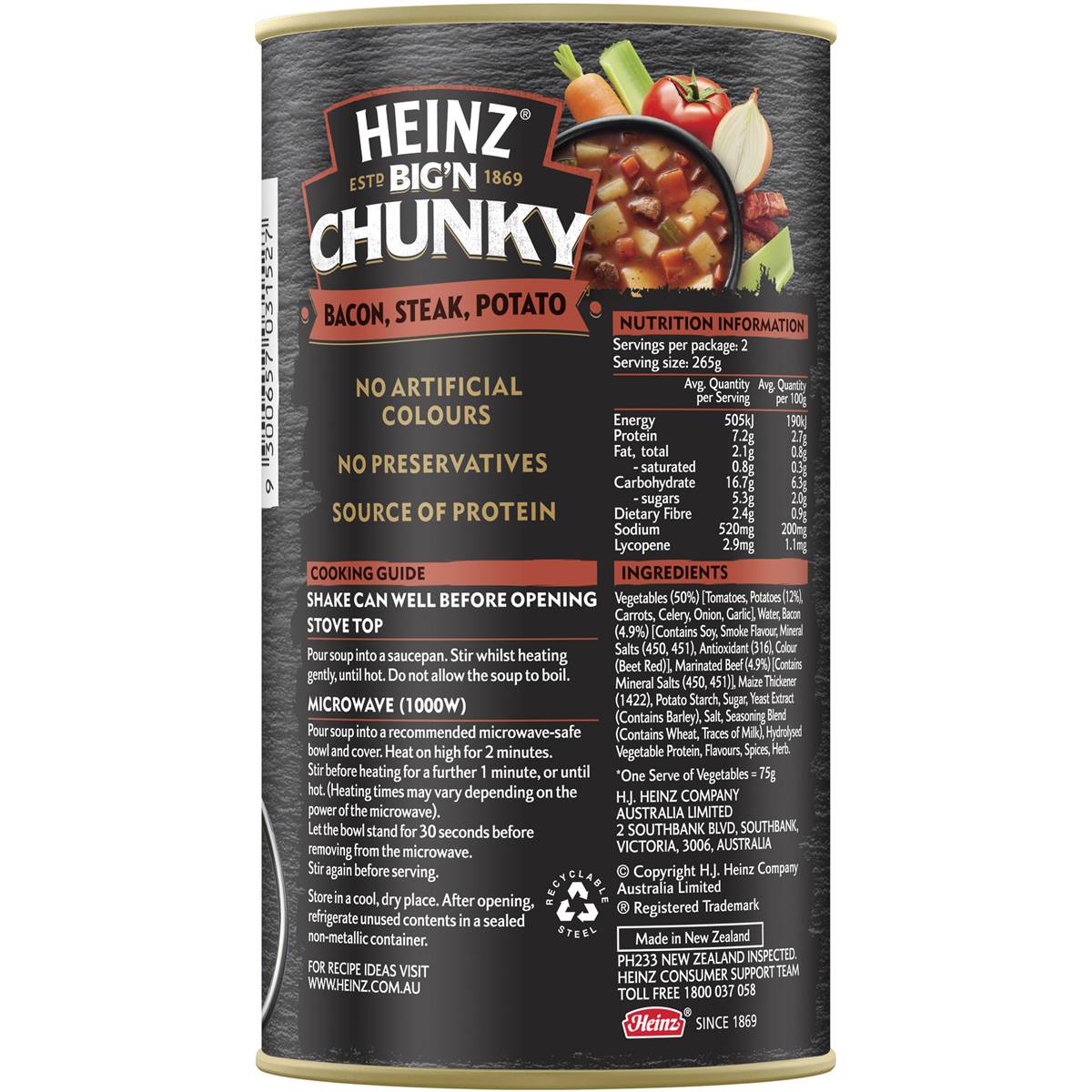 Heinz Big n Chunky Bacon, Steak, Potato Soup 535g