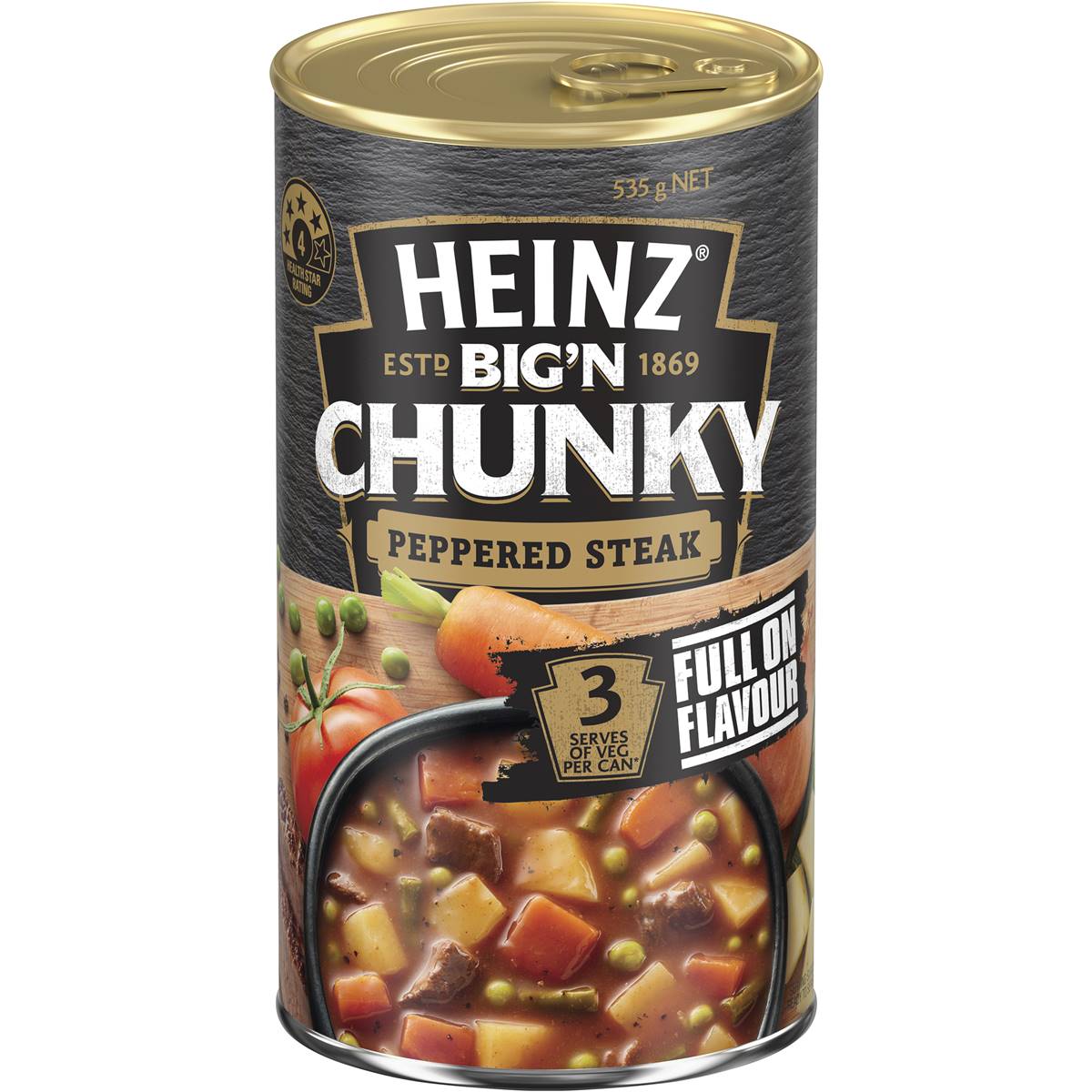 Heinz Big n Chunky Peppered Steak Soup Tinned Ready Meals 535g
