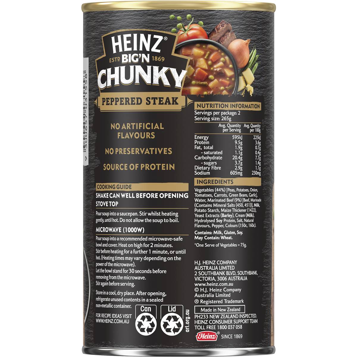 Heinz Big n Chunky Peppered Steak Soup Tinned Ready Meals 535g