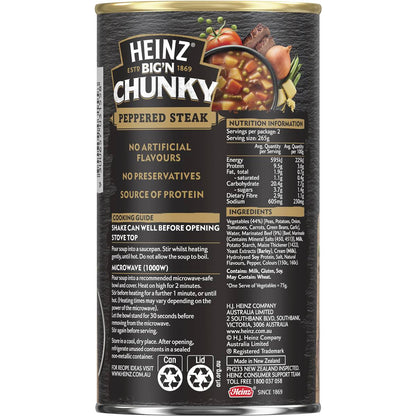 Heinz Big n Chunky Peppered Steak Soup Tinned Ready Meals 535g
