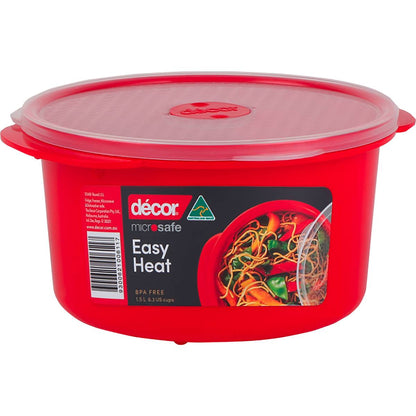 Decor Microsafe Microwavable Round Container 1.5L