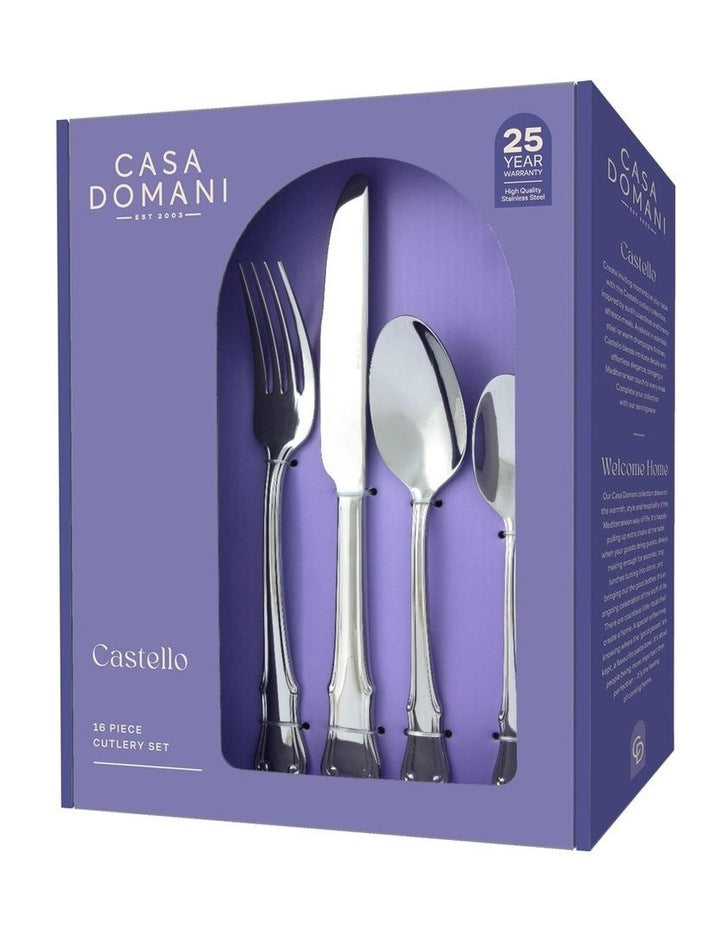 Castello Cutlery Set 16 Pieces Gift Boxed  in Silver