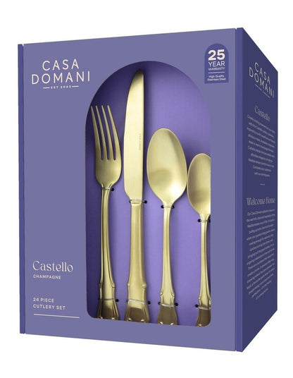Castello Cutlery Set 24 Pieces Gift Boxed in Champagne