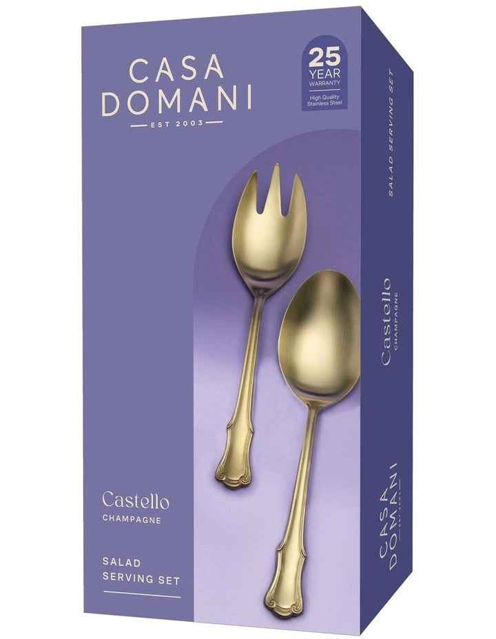 Castello Salad Serving Set 2 Pieces Gift Boxed in Champagne