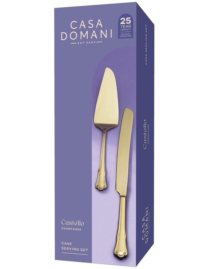 Castello Cake Serving Gift Boxed 2 Piece in Champagne
