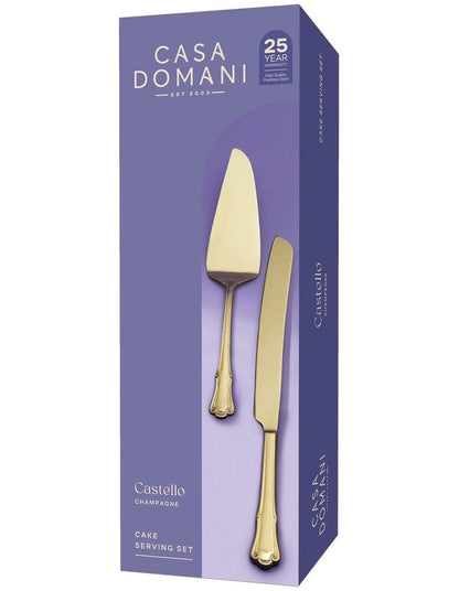 Castello Cake Serving Gift Boxed 2 Piece in Champagne
