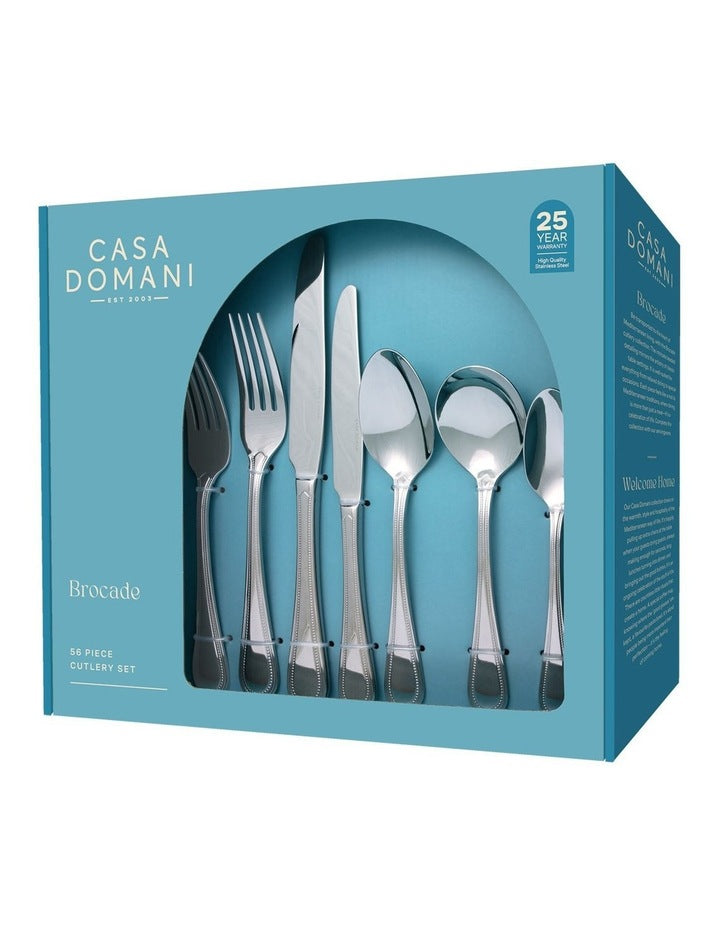 Brocade Cutlery Set 56 Pieces Gift Boxed  in Silver