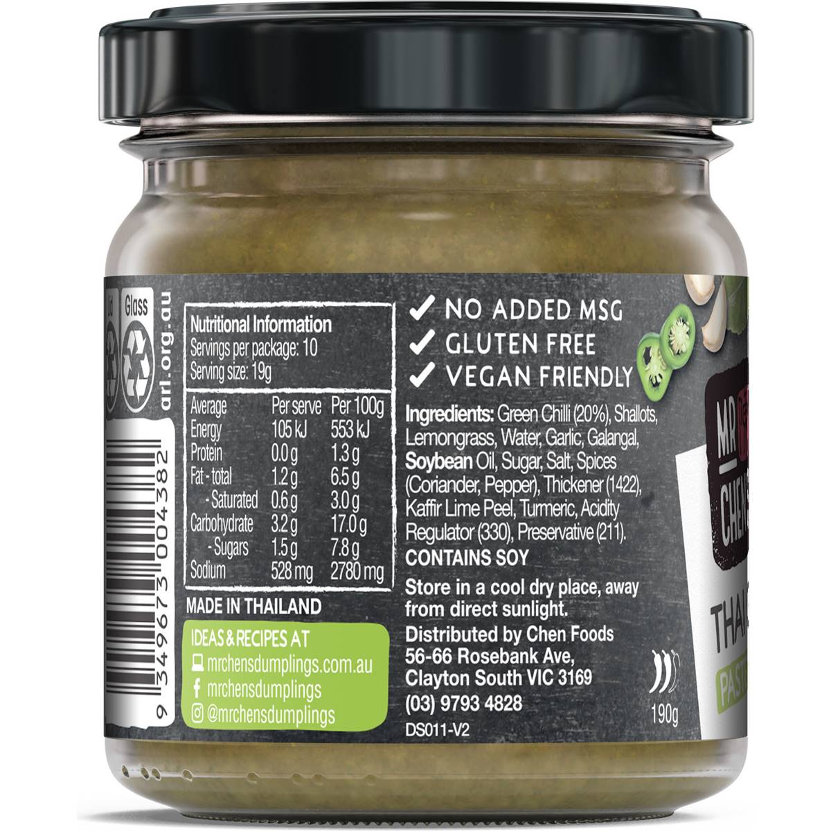 Mr Chen's Thai Green Curry Paste 190g