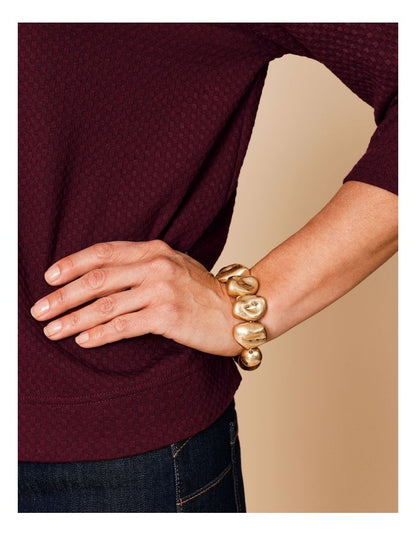 Stretch Nugget Molten Bracelet in Brown