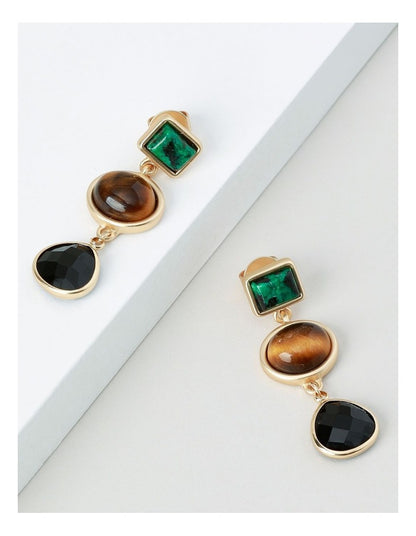 Stone Drop Earrings in Multi