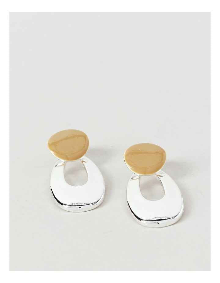 Enamel Loop Earrings in Brown