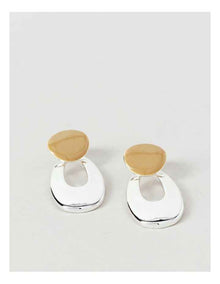 Enamel Loop Earrings in Brown