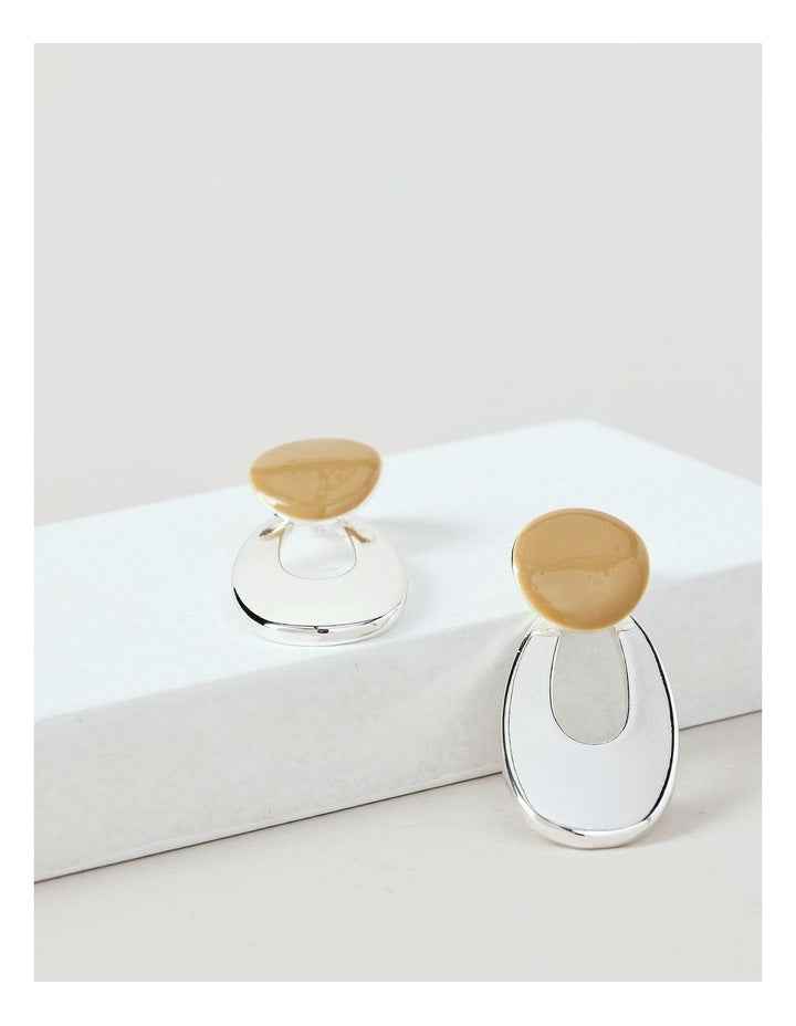 Enamel Loop Earrings in Brown