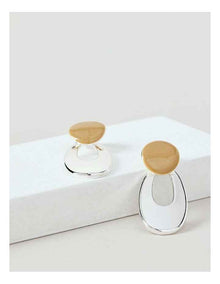 Enamel Loop Earrings in Brown