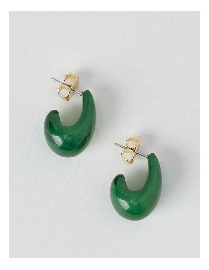 Huggie Earrings in Green