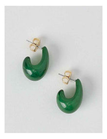 Huggie Earrings in Green
