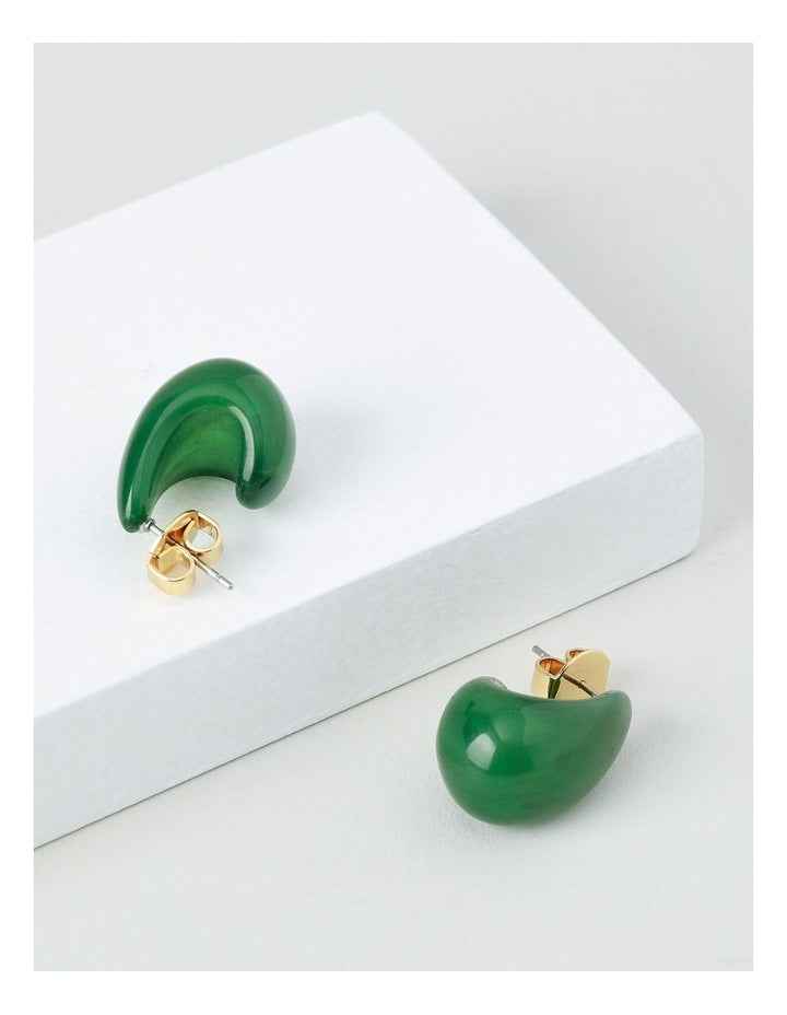 Huggie Earrings in Green
