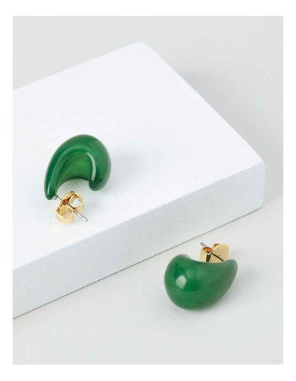 Huggie Earrings in Green