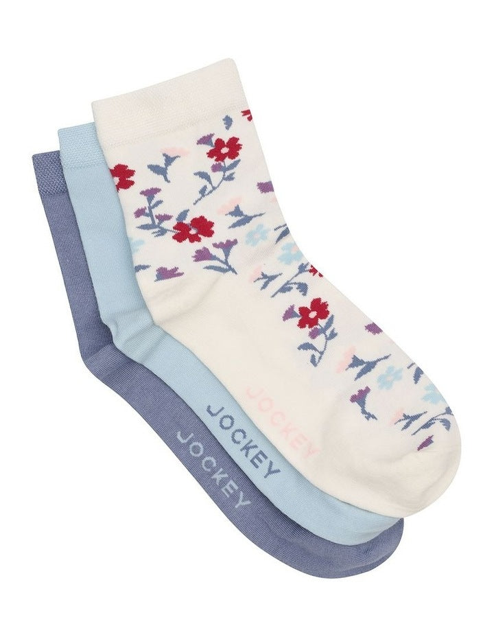 Pattern Anklet Socks 3 Pack in Multi
