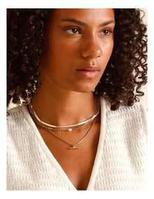 T Bar & Pearl Necklace in Gold